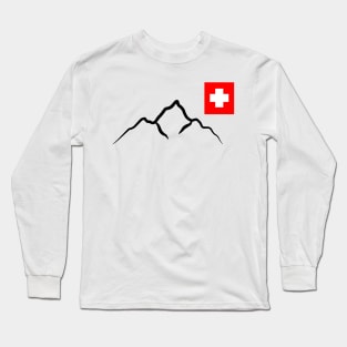 Swiss Mountain Black Logo Long Sleeve T-Shirt